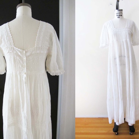 DÔEN Colline Dress Small White Voile Cotton Romantic Maxi Dress Lace Embroidered - Picture 2 of 9